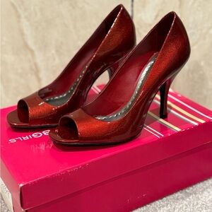 BCBGirls Red Peep-Toe Heels